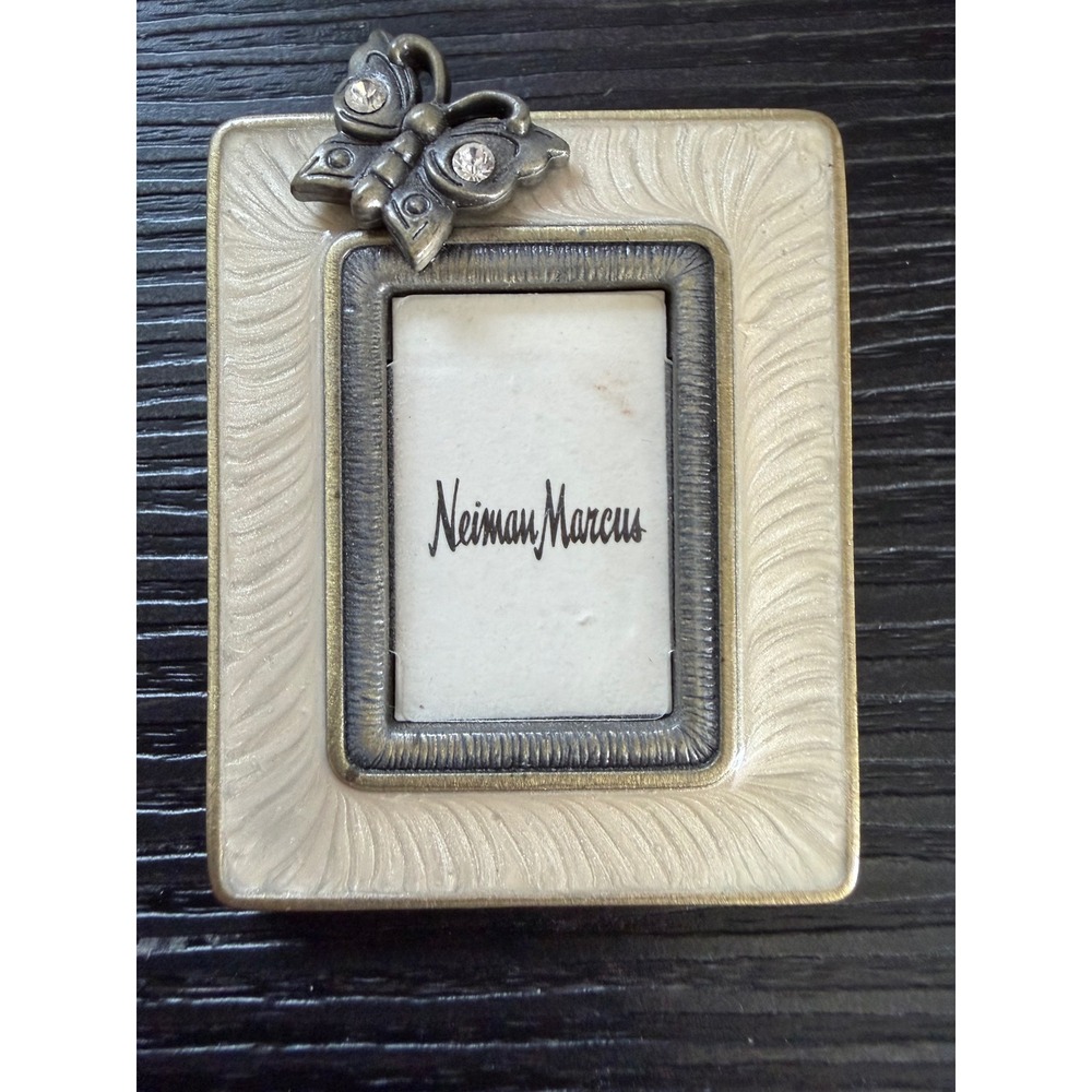 Jay Strongwater Neiman Marcus Mini Butterfly Enamel Picture Frame Cream